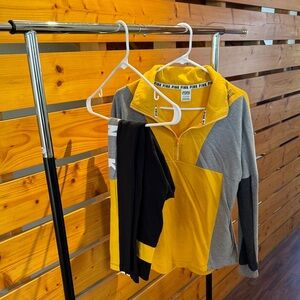 PINK Colorblock Quarter-Zip Pullover and Leggings Set